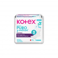 KOTEX TOALLAS FEMENINAS PURO Y NATURAL NOCTURNA X 8 